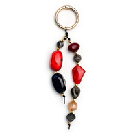 Breloque de sac en perles de pierre naturelle, porte-clés doré, style de luxe, accessoires de mode pour femmes, cadeaux haut de gamme