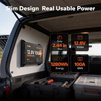 LiTime 12V 100Ah Baterai Ultra Tipis LiFePO4 Deep Cycle dengan Bluetooth dan Pemanas Otomatis IP65 untuk Sistem RV, Kelautan, dan Off Grid