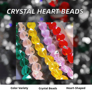 Cuentas de Cristal en Forma de Corazón de 10 mm, Colores Mezclados, Cristales Facetados, Espaciadores de Cristal, Venta al por Mayor para la Fabricación de Joyas y Manualidades - Product Image 2