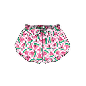 SS0849 Conjunto de Ropa para Niñas Pequeñas, Pantalones Cortos de Verano con Estampado de Sandía a Cuadros Rosas, Algodón y Elastano, Venta al Por Mayor - Product Image 1