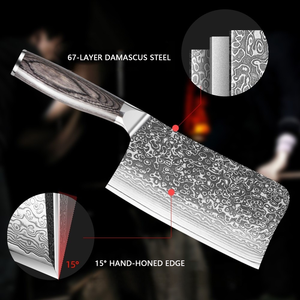 Ensemble de 6 couteaux de cuisine <span class=keywords><strong>Damas</strong></span> avec bloc en <span class=keywords><strong>bois</strong></span>, <span class=keywords><strong>ciseaux</strong></span>, couteau de chef, Santoku, couteau à découper la viande, couteau à désosser, couteau utilitaire, lame en acier VG10 - Product Image 5