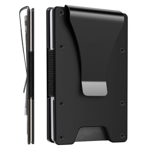 Men’s Slim Metal <b>Wallet</b> Aluminum Alloy Card Holder with <b>RFID</b> <b>Blocking</b> Money Clip - Product Image 1