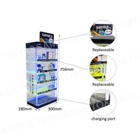Fabrieks prijs op maat gemaakte LED multi-laagse 5-laags displayrek van acryl voor mobiele telefoon accessoires, oplaadkoppen en oordopjes voor winkels en detailhandel