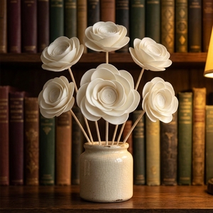 Fleur <span class=keywords><strong>de</strong></span> <span class=keywords><strong>rose</strong></span> en <span class=keywords><strong>bois</strong></span> <span class=keywords><strong>de</strong></span> Sola faite à la main <span class=keywords><strong>de</strong></span> 8 cm, blanche naturelle, fleur artificielle en <span class=keywords><strong>bois</strong></span> <span class=keywords><strong>de</strong></span> Sola pour la décoration <span class=keywords><strong>de</strong></span> mariage et <span class=keywords><strong>de</strong></span> la maison - Product Image 5