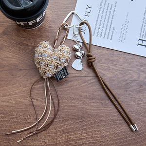 Tissu à la mode fille amour arc corde tressée sac de haute qualité ornements suspendus sac pendentif en peluche porte-clés - Product Image 2