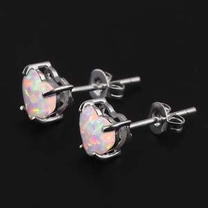 Pendientes de ópalo en forma de corazón YASHEE chapados en plata para mujer, joyería de regalo - Product Image 5