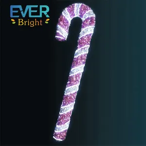 Heet Ijzeren Frame 1.5M Fee Kerstwilg Led Motieflampjes Led Candy Cane Motief 2d Kaars Motieflicht