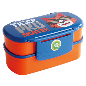 Lonchera Bento Tiger Pro Skater, Lonchera de Plástico Apilable, Portátil, Libre de BPA, Contenedor de Comida Escolar para Niños, Tapa Naranja y Azul - Product Image 1
