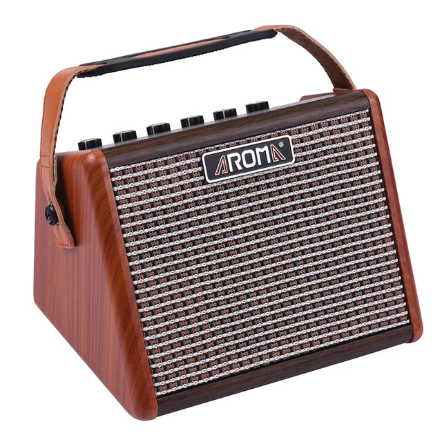 AROMA AG-15A 15W Portable Acoustic Guitar Amplifier Amp BT Speaker Built-in Rechargeable Battery with Microphone Interface