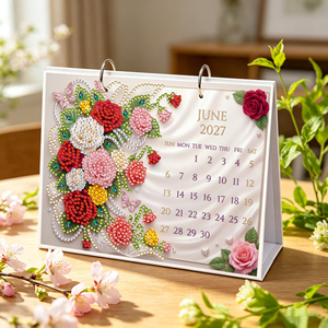 2027 Floral Diamond Painting Desk Calendar 12 Months Different <strong>Blooms</strong> Full Drill Rhinestone <strong>Art</strong> Flip Standing Calendar - Product Image 3