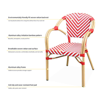 Chaise de jardin d'extérieur en rotin style français Patio Chaise de bistro Paris