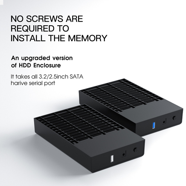 Hot Sale 3.5-Inch 2.5-Inch Sata Serial Port USB 2.0/3.0 Tool-Free Notebook Portable Hard Drive Enclosure