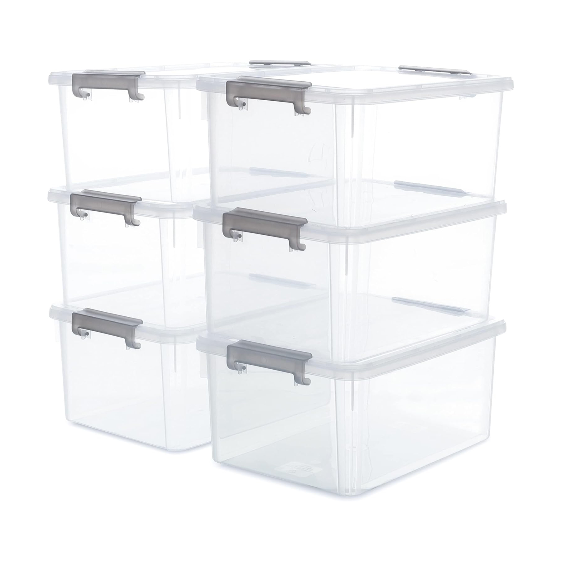 Contenedores grandes de plástico transparente de 17 QT, contenedores con tapas, caja de almacenamiento, organizador apilable para armario, aperitivos, juguete, garaje, cocina