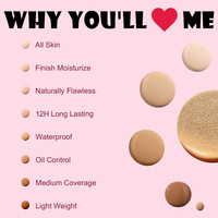 BB Cream Concealer Isolasi Tahan Air dengan Logo Kustom, Kontur, Menyamarkan Pori-pori, Melembapkan, Mengontrol Minyak, Cushion Foundation
