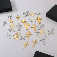 Conception Simple 18K Plaqué Or En Acier Inoxydable Crucifix Croix Pendentif Religieux pour La Fabrication De Bijoux Accessoires Collier Bracelet