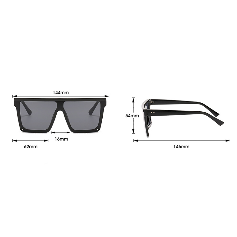 Square Big Sunglasses Women Thick Frame Flat Top Mirrored 
