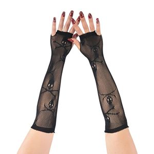 Guantes de malla transpirables de medio dedo con diseño de calavera para verano, playa, Halloween, decorativos, para cosplay y actuaciones - Product Image 2