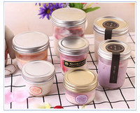 120ml 200ml 250ml 400ml 450ml 730ml Wide Mouth Glass Mason Canning Fruit Jam Jelly Juice Jar Glass with Sliver Lid and Straw