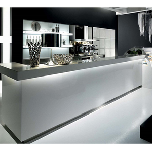 White <strong>Solid</strong> <strong>Surface</strong> Made of Restaurant <strong>Bar</strong> Counter Modern <strong>Design</strong> Cafe Counter With Cake Cabinet - Product Image 2