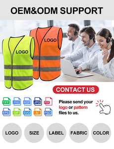 Chaleco de seguridad de poliéster de malla de punto sólido y 110gsm de alta visibilidad de 120GSM con tiras reflectantes y bolsillos para construcción - Product Image 6