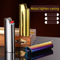 Coques de Recharge pour Briquets Vides, Accessoires de Cigarettes, Étui Support de Briquet en Métal Personnalisé de Luxe avec Anneau Porte-clés