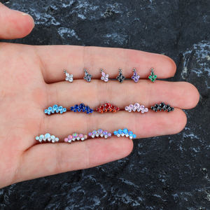 GZN-pendientes piercing g23 de titanio para el cuerpo, piercing para la oreja, nariz, tragus, barbell, cristales, grado médico, astm f136 - Product Image 1