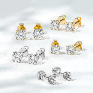 Pendientes de Diamantes Redondos Cultivados en Laboratorio Starsgem de 0.5ct, Oro Blanco/Amarillo de 10K, Certificados por IGI, Joyería Clásica para Aniversario - Product Image 1