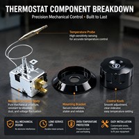 Thermostat capillaire WHD-190H avec interrupteur de contrôle de la température, thermostat pour friteuse