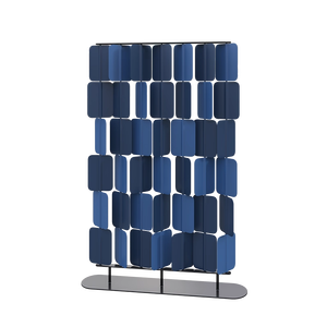Paravent mobile en acier inoxydable Art Déco <span class=keywords><strong>Homedeco</strong></span>, structure en cuir PU bleu foncé, 2 pièces - Product Image 2