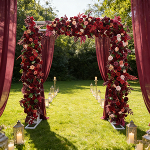 <strong>2026</strong> New Arrival <strong>Red</strong> Artificial Floral Arrangement <strong>Rose</strong> Lotus Ranunculus Burgundy Artificial Flowers for Wedding Backdrop Decor - Product Image 1