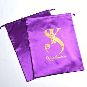 Sac d'emballage en satin imprimé pour perruques, avec cordon de serrage, idéal pour les cadeaux, directement de l'usine - Product Image 2