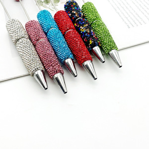 Bling Full Cover Black Ink <strong>Plastic</strong> Beaded Pen Ballpoint Pens DIY Jewelry <strong>Beads</strong> Gifts School Office Writing Signature Pen - Product Image 4