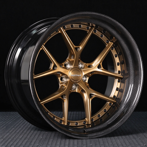 ล้อฟอร์จสั่งทำพิเศษ สีทองพร้อมวงแหวนคาร์บอนไฟเบอร์ ขนาด 5x120 5x114.3 5x130 16-24 นิ้ว แบบเว้า สำหรับรถสปอร์ต - Product Image 3