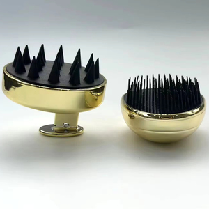 Meilleure vente Compact cheveux cuir chevelu masseur shampooing brosse plaqué or poignée souple Silicone dents Scratch tête caractéristique Nylon - Product Image 3