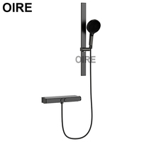 Nouvel Arrivage Ensemble de Douche Thermostatique Noir Oire pour Salle de Bain avec Barre Coulissante et Fonction Pluie