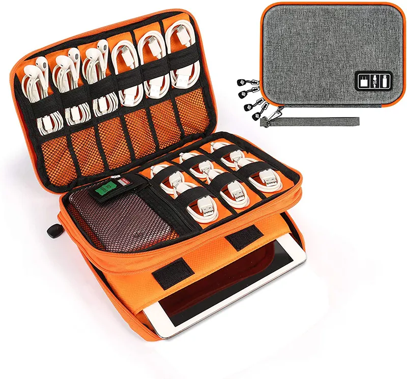 Double Layer Electronic Organizer Multifunctional Case for Cable Portable Cord Organizer Travel Organizer Bag for Cable Storage