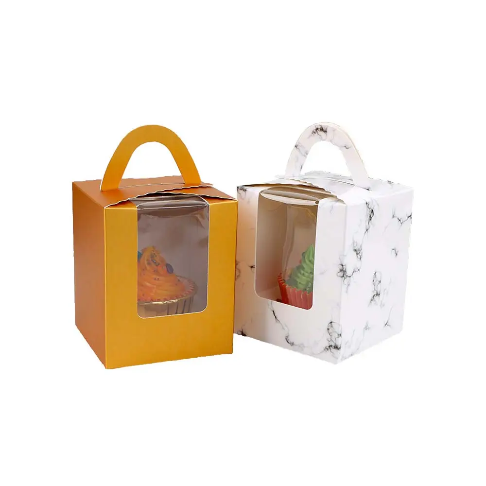 Boîte cadeau personnalisée en papier kraft recyclé, prix compétitif, plateau de fenêtre en PVC transparent, gâteau biscuit à emporter, boîte portable