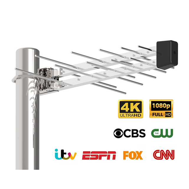 TV Antenna High Gain Amplifier VHF DVB-T2/ UHF Mini TV Antena Aerial Hdtv 4K HD Digital Outdoor Antenna TV