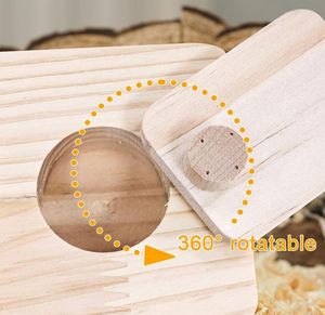 Çok Fonksiyonlu Ahşap El Sanatları 3'ü 1 Arada Hamster Zenginleştirme Oyuncakları Küçük Hayvanlar İçin Ahşap Gine Domuzu Yem Arama Oyuncakları - Product Image 3