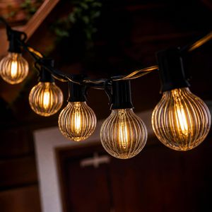 Guirlande lumineuse solaire étanche pour extérieur, 25FT/50FT, ampoules G40, résistante aux chocs, pour jardin, cour, rue, fête, décoration d'arbre - Product Image 5