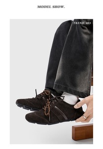 Sneakers Retrò da Uomo, Scarpe da Allenamento Vintage, Bianche in Finta Pelle Scamosciata, Patchwork, Scarpe Casual Basse, Calzature Perforate per Camminata - Product Image 6