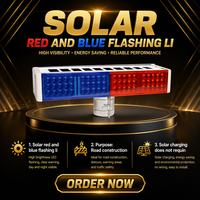 Feux de signalisation clignotants à LED solaires avec ampoule de sécurité routière double face rouge et bleue pour la circulation et les travaux de construction