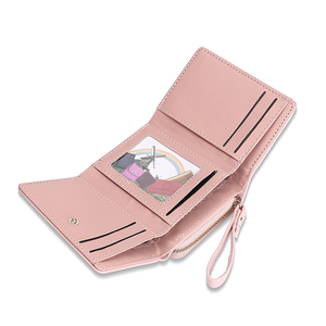 Cartera Corta Personalizable para Mujer, Estilo Coreano, Triple Pliegue, con Múltiples Ranuras para Tarjetas, Monedero con Correa para la Muñeca - Product Image 2