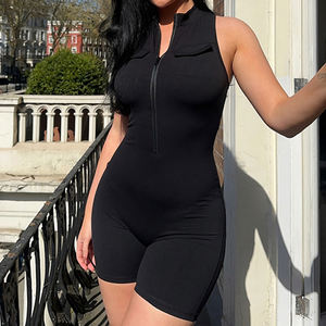 Body Deportivo para Mujer, Cuello Alto, Cierre, Espalda Cruzada, Sin Mangas, Shorts, Efecto Levanta Glúteos, para Yoga, Fitness, Ligero y Transpirable - Product Image 3