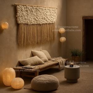 Décoration murale moderne en macramé, artisanale en coton, luxe Art Déco, couleur personnalisée, vente en gros, design tendance pour la <span class=keywords><strong>maison</strong></span> - Product Image 1