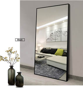 Miroir debout libre de plein corps de plancher de pleine <span class=keywords><strong>longueur</strong></span> surdimensionné encadré noir pour la chambre à coucher et le salon - Product Image 1