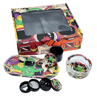 Kit d'accessoires pour fumeurs, logo personnalisé, 5 en 1, kit de fumage portable OEM avec broyeur à herbes, conteneur et plateau