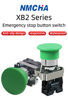 Bouton poussoir momentané en plastique vert XB2-BC31 1NO 22 mm, bouton poussoir en forme de champignon rouge 1NC