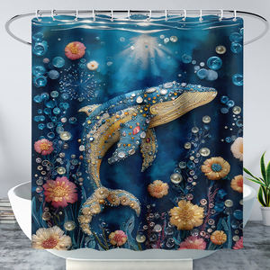 <span class=keywords><strong>Rideau</strong></span> <span class=keywords><strong>de</strong></span> <span class=keywords><strong>douche</strong></span> décoratif pour salle <span class=keywords><strong>de</strong></span> bain, thème tropical, vie marine, impression numérique 3D - Product Image 3