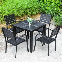 Ensemble table et chaises de jardin XY avec 4 places, en alliage d'aluminium, design moderne, écologique, pour patio, ferme et hôtel